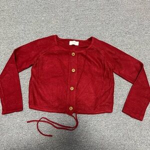 Red Button-Up Cardigan